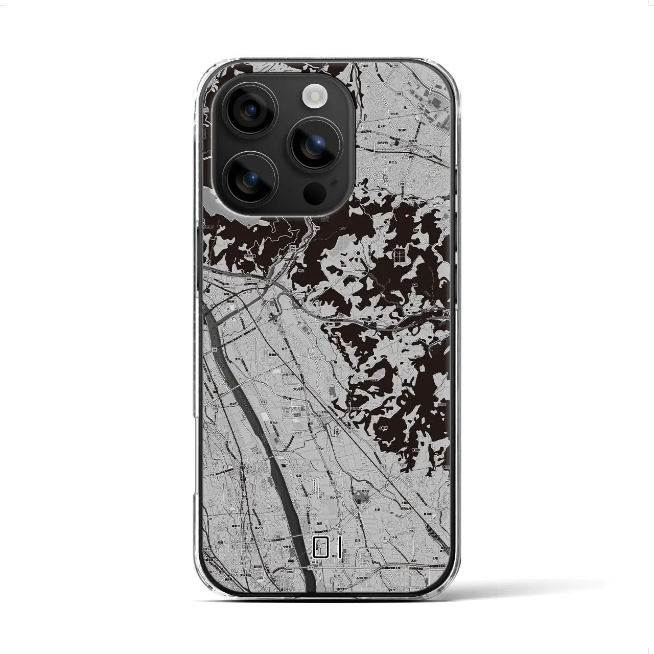 【大井(神奈川県)】地図柄iPhoneケース(クリアタイプ)モノトーン・iPhone 16 用