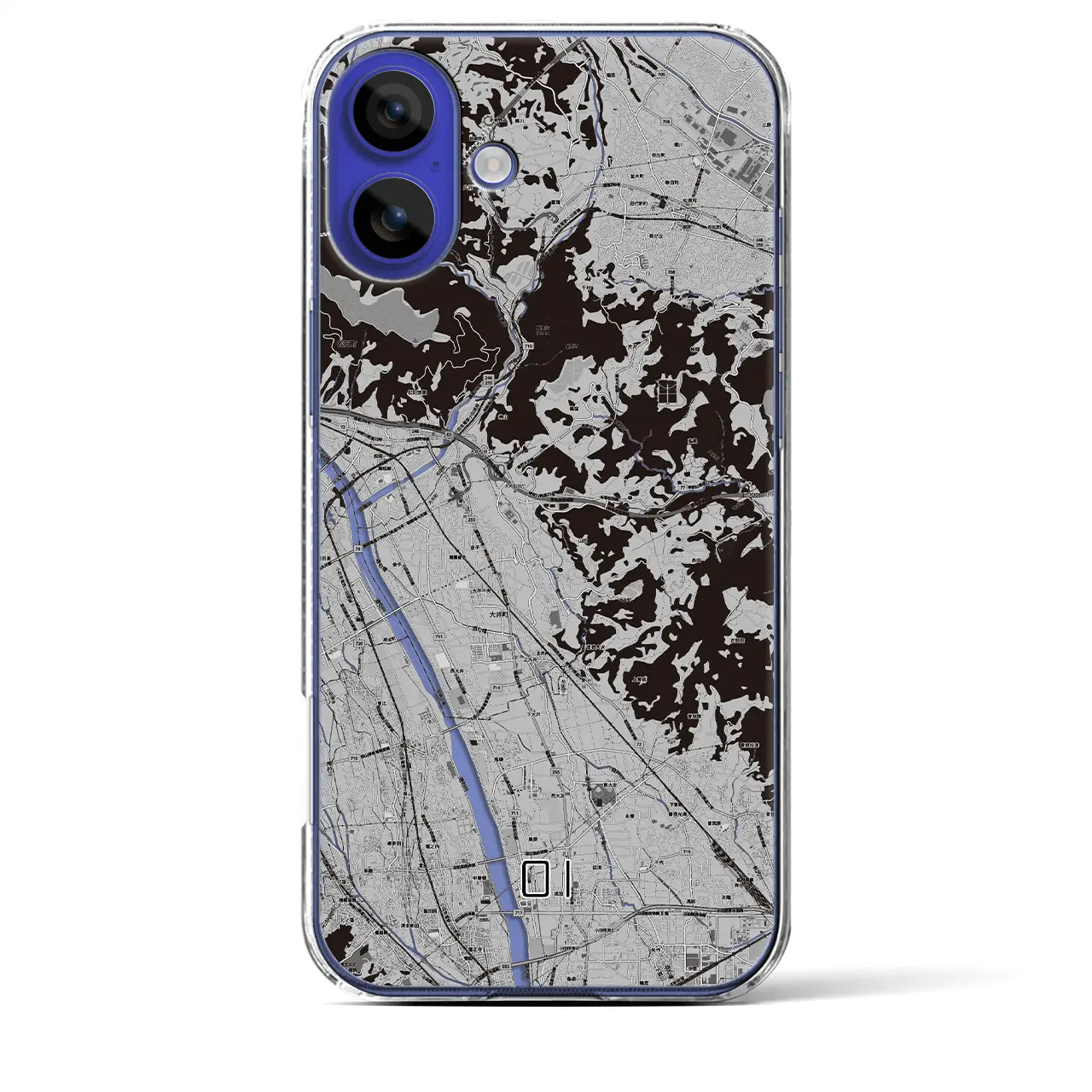 【大井(神奈川県)】地図柄iPhoneケース(クリアタイプ)モノトーン・iPhone 16 Pro Max 用