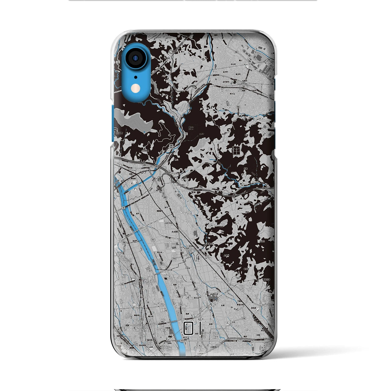 【大井(神奈川県)】地図柄iPhoneケース(クリアタイプ)モノトーン・iPhone XR 用