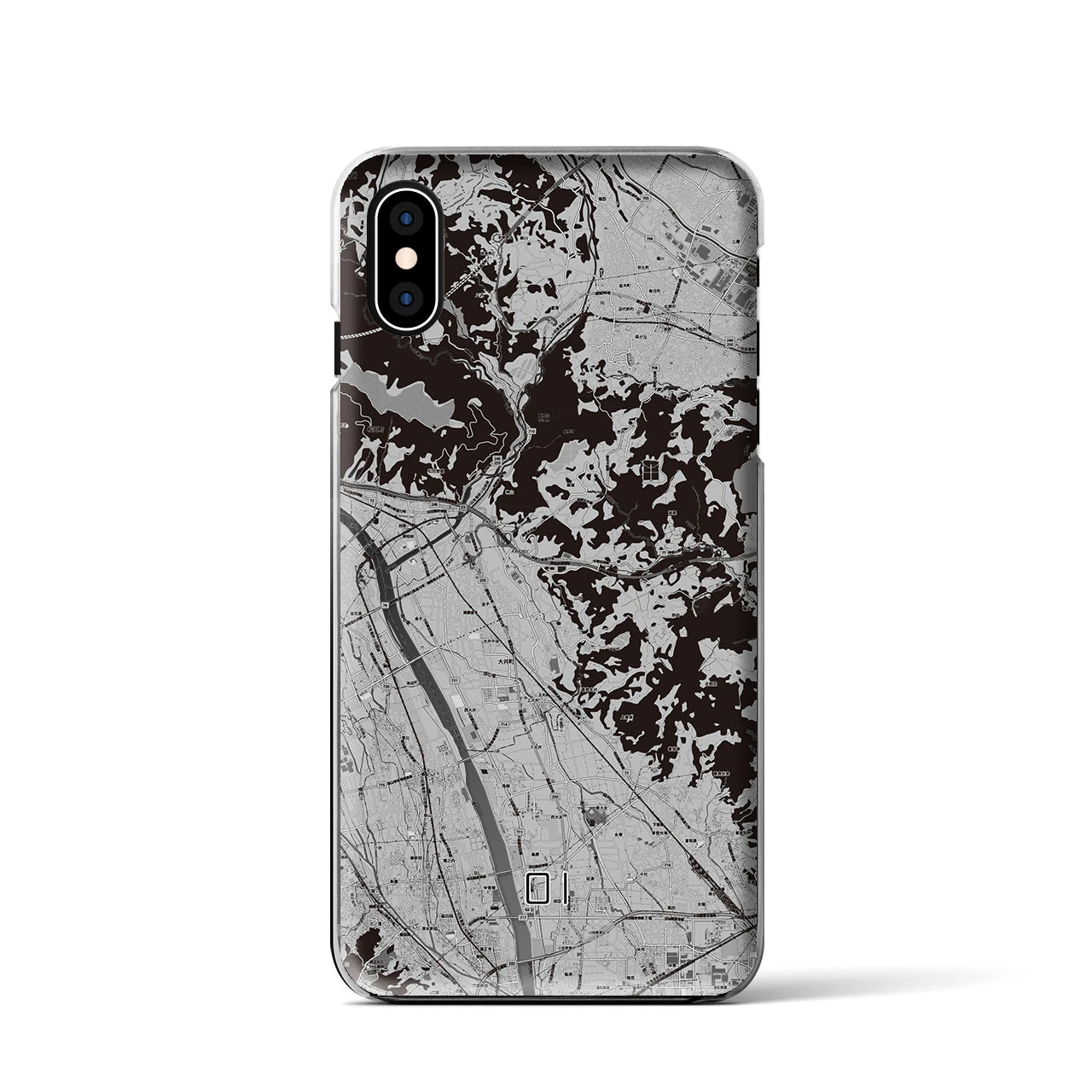 【大井(神奈川県)】地図柄iPhoneケース(クリアタイプ)モノトーン・iPhone XS / X 用