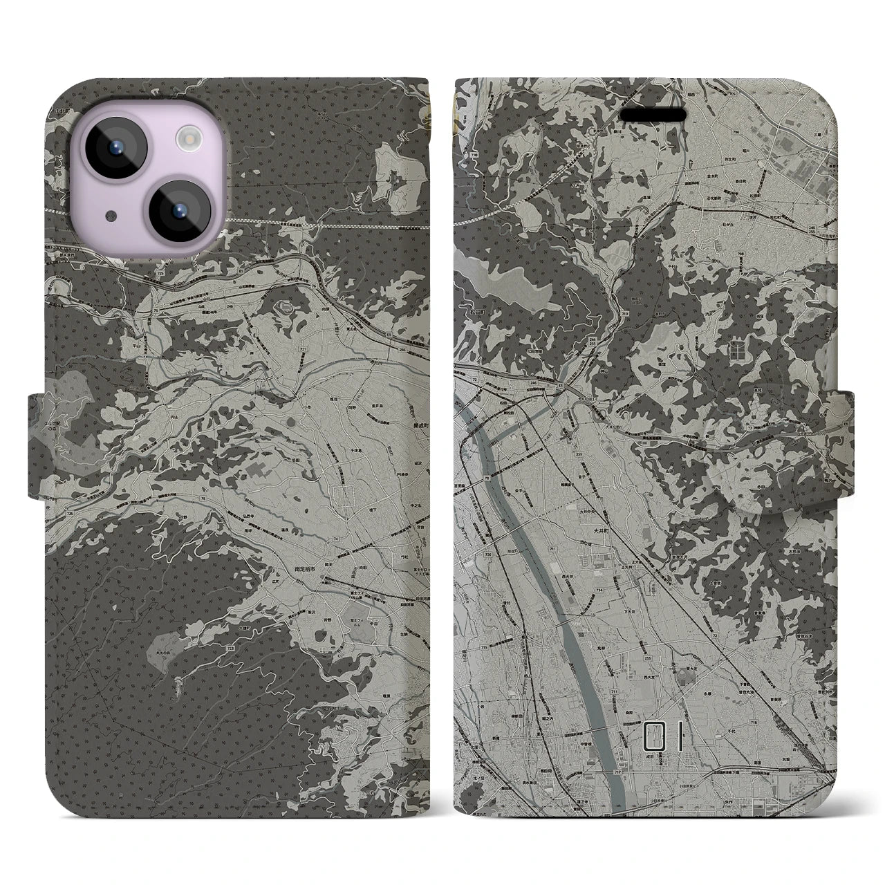 【大井(神奈川県)】地図柄iPhoneケース(手帳タイプ)