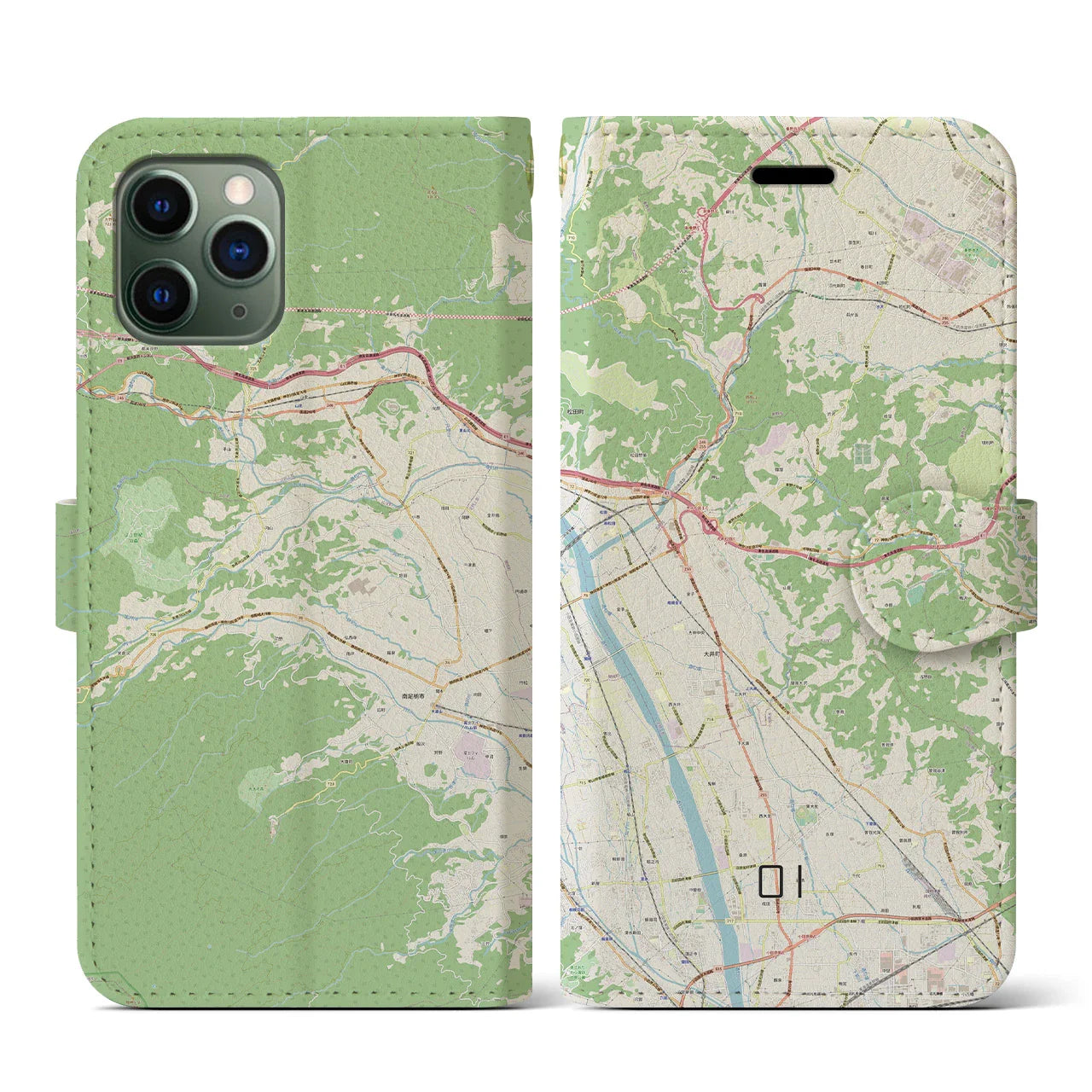 【大井(神奈川県)】地図柄iPhoneケース(手帳タイプ)ナチュラル・iPhone 11 Pro 用