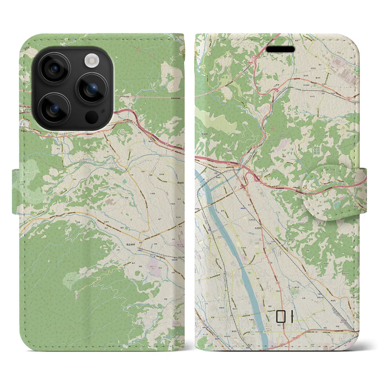 【大井(神奈川県)】地図柄iPhoneケース(手帳タイプ)ナチュラル・iPhone 16 用