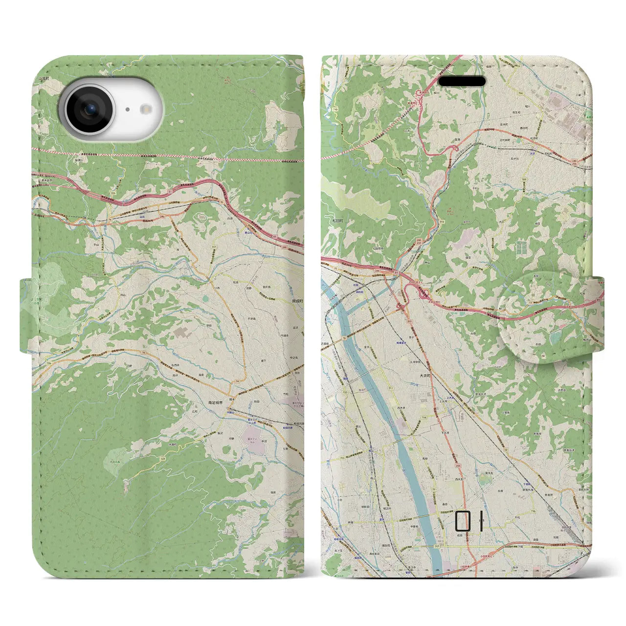 【大井(神奈川県)】地図柄iPhoneケース(手帳タイプ)