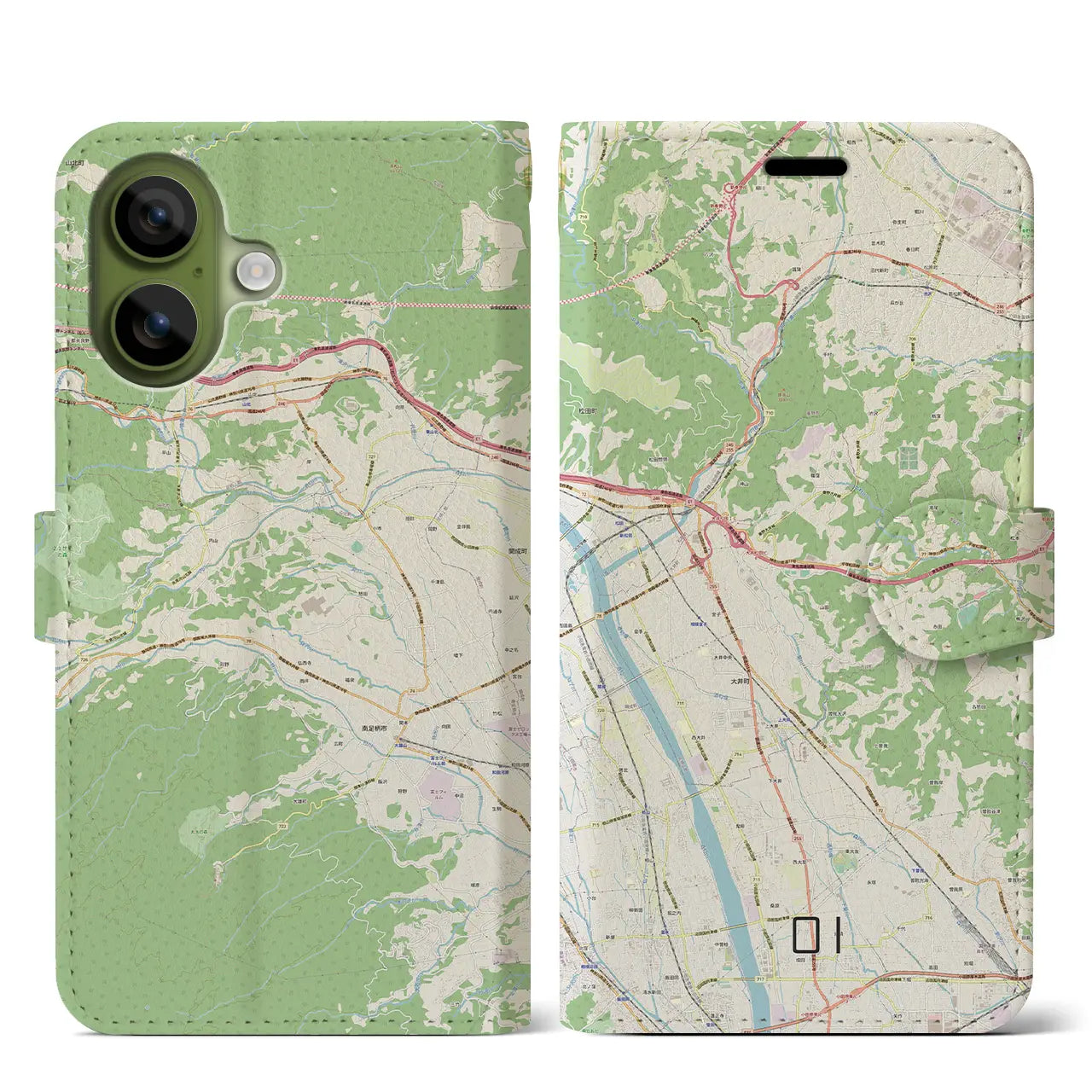 【大井(神奈川県)】地図柄iPhoneケース(手帳タイプ)