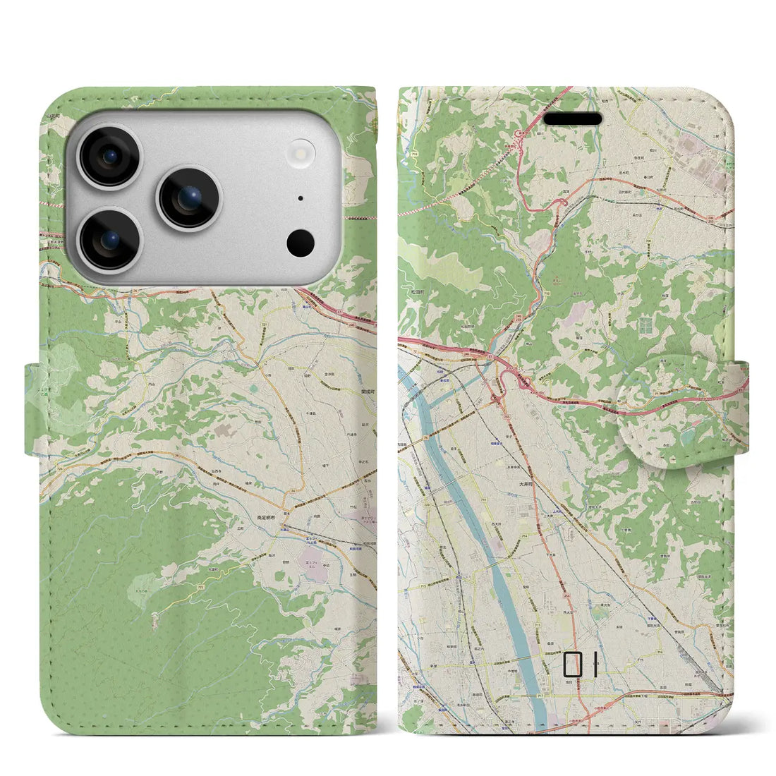 【大井(神奈川県)】地図柄iPhoneケース(手帳タイプ)ナチュラル・iPhone 17 Pro Max 用