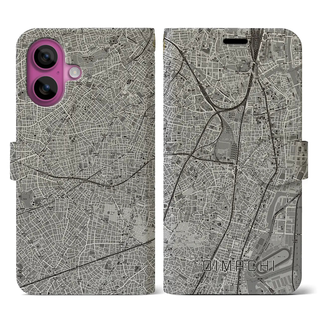 【大井町(東京都)】地図柄iPhoneケース(手帳タイプ)