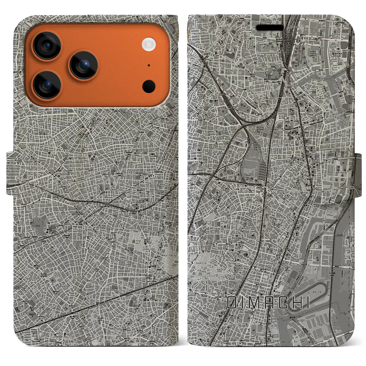 【大井町(東京都)】地図柄iPhoneケース(手帳タイプ)