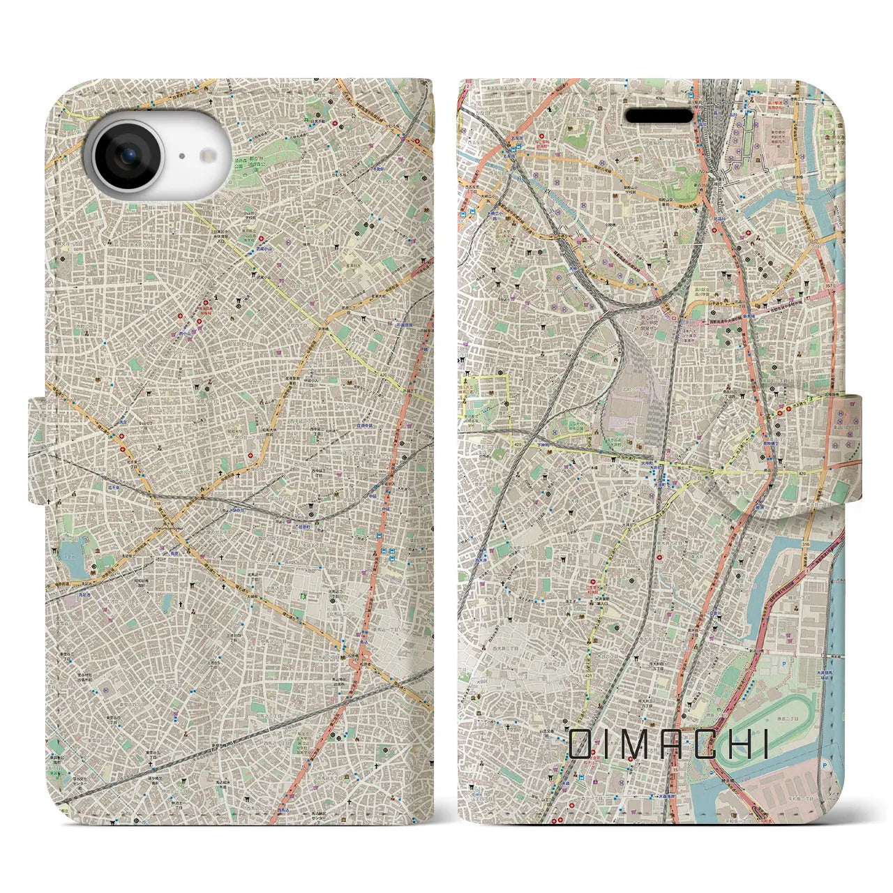 【大井町(東京都)】地図柄iPhoneケース(手帳タイプ)