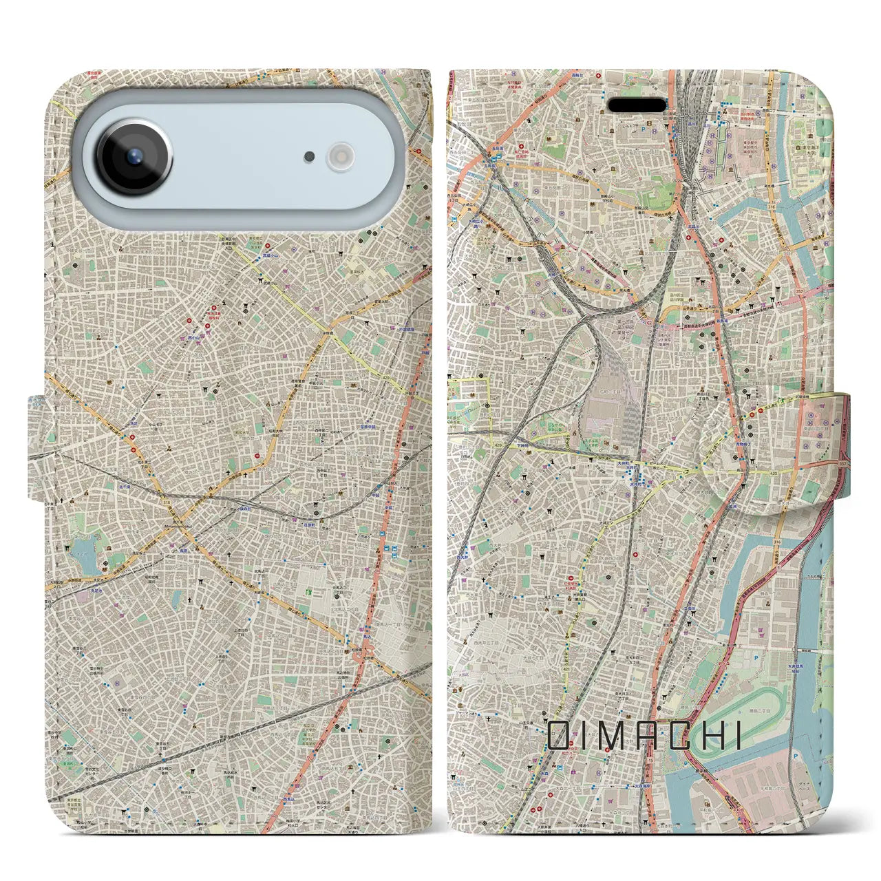 【大井町(東京都)】地図柄iPhoneケース(手帳タイプ)