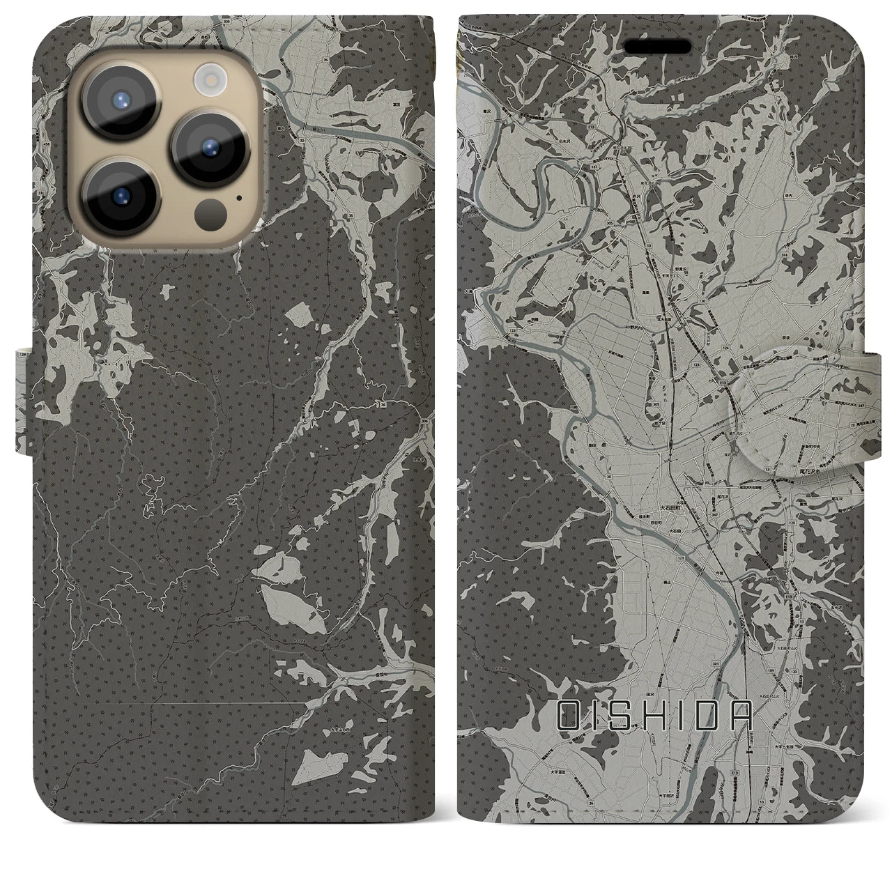 【大石田(山形県)】地図柄iPhoneケース(手帳タイプ)