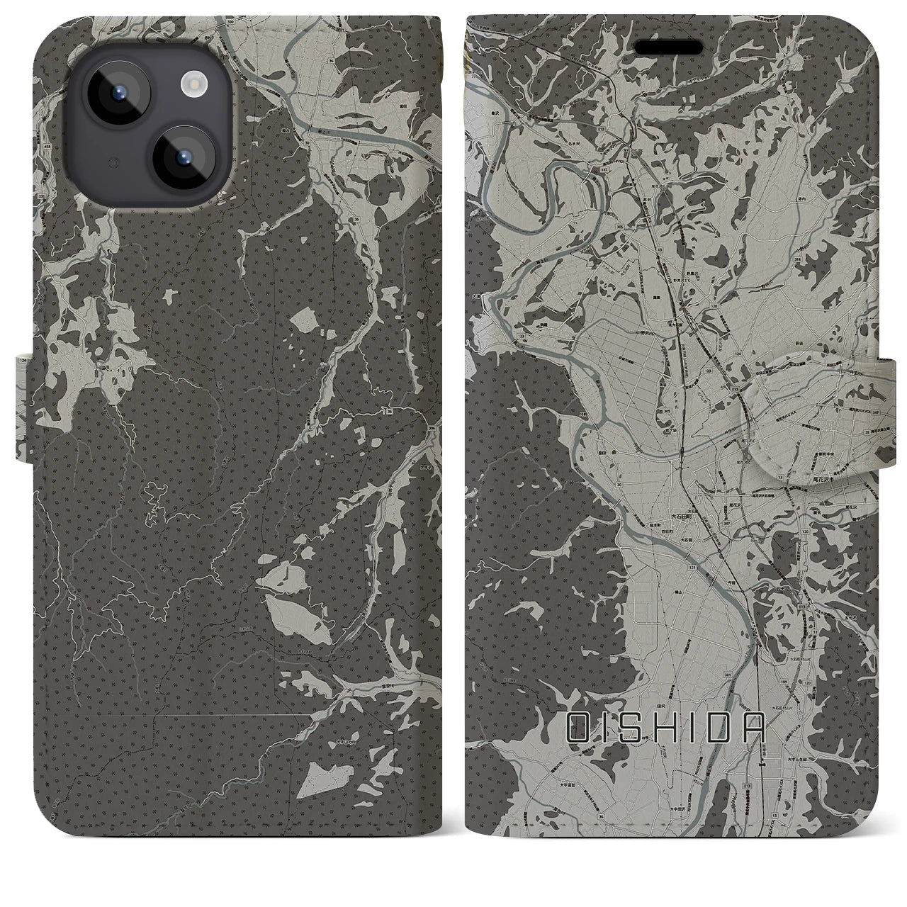 【大石田(山形県)】地図柄iPhoneケース(手帳タイプ)