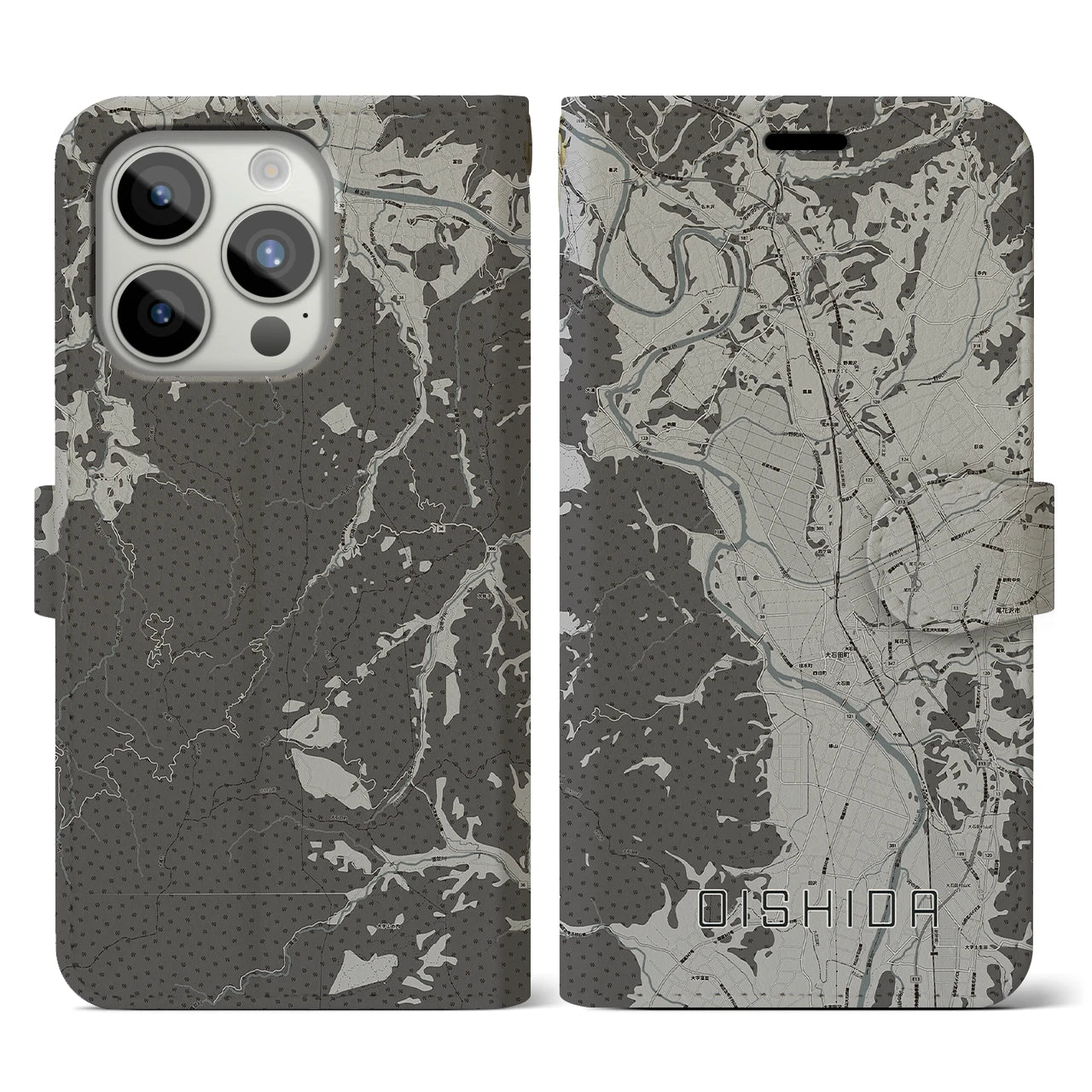 【大石田(山形県)】地図柄iPhoneケース(手帳タイプ)