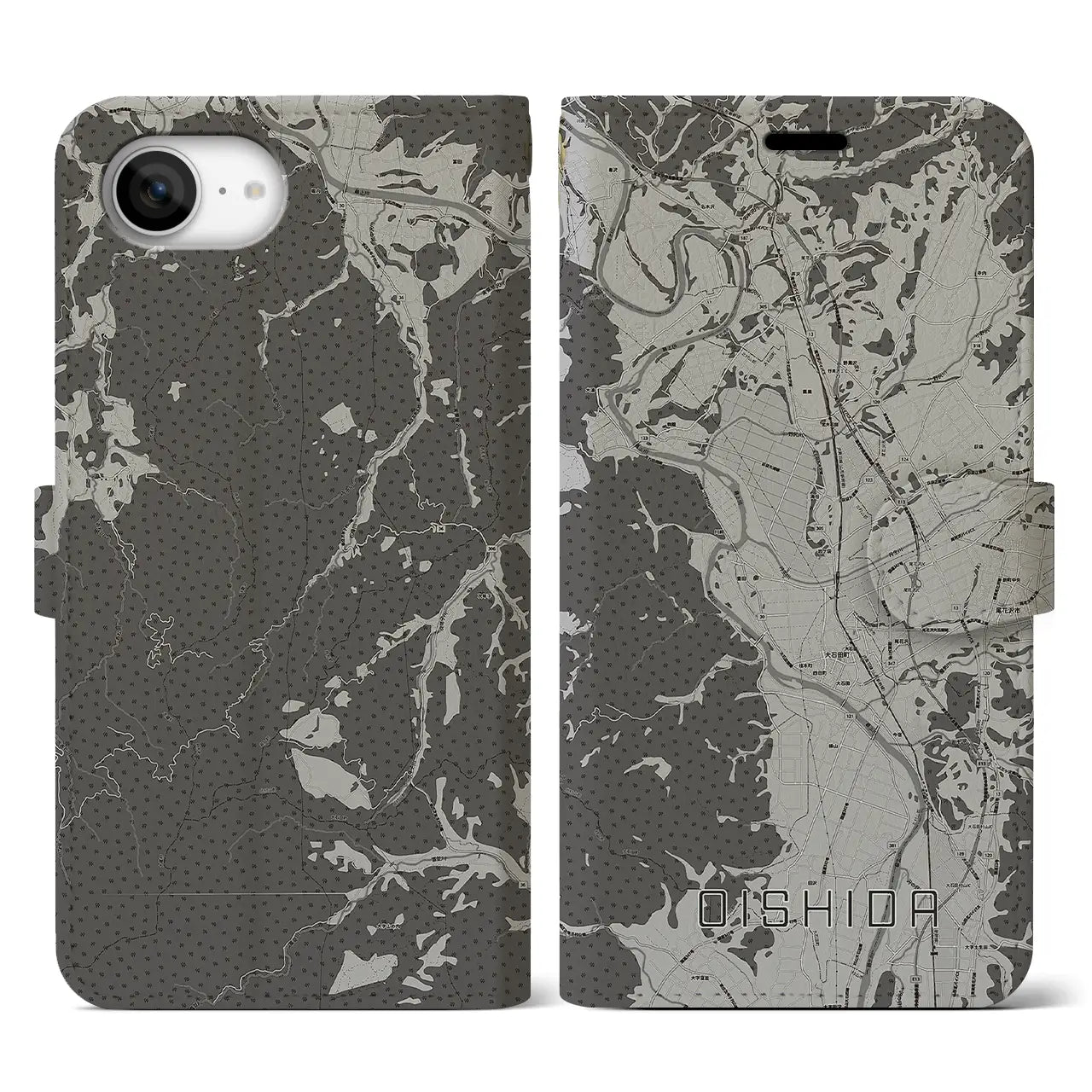 【大石田(山形県)】地図柄iPhoneケース(手帳タイプ)