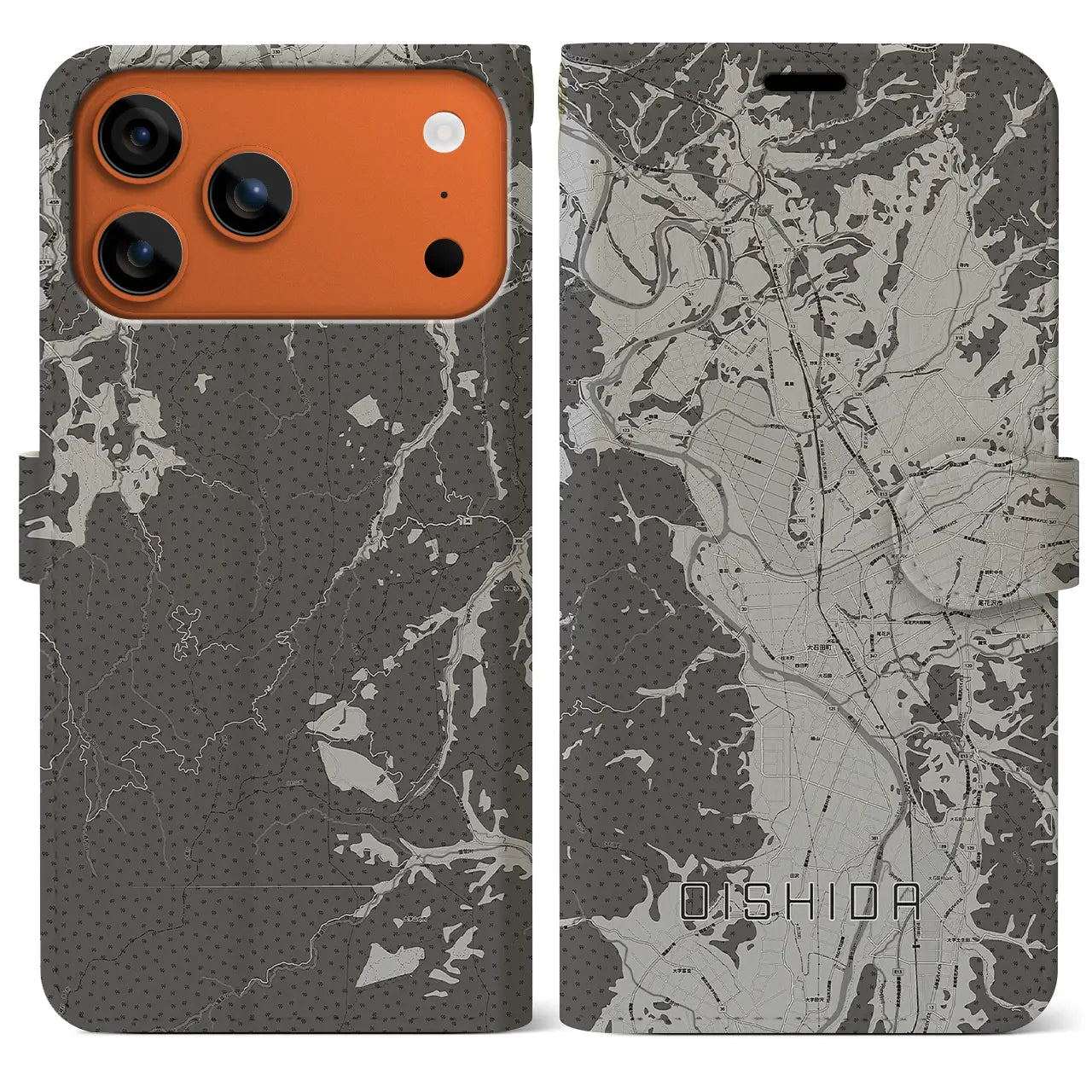 【大石田(山形県)】地図柄iPhoneケース(手帳タイプ)