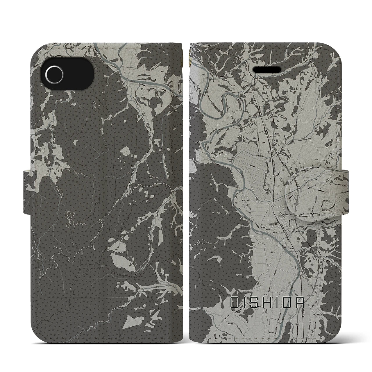 【大石田(山形県)】地図柄iPhoneケース(手帳タイプ)