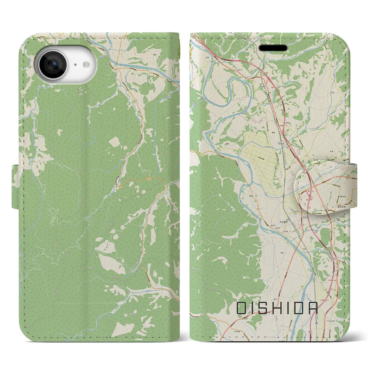 【大石田(山形県)】地図柄iPhoneケース(手帳タイプ)