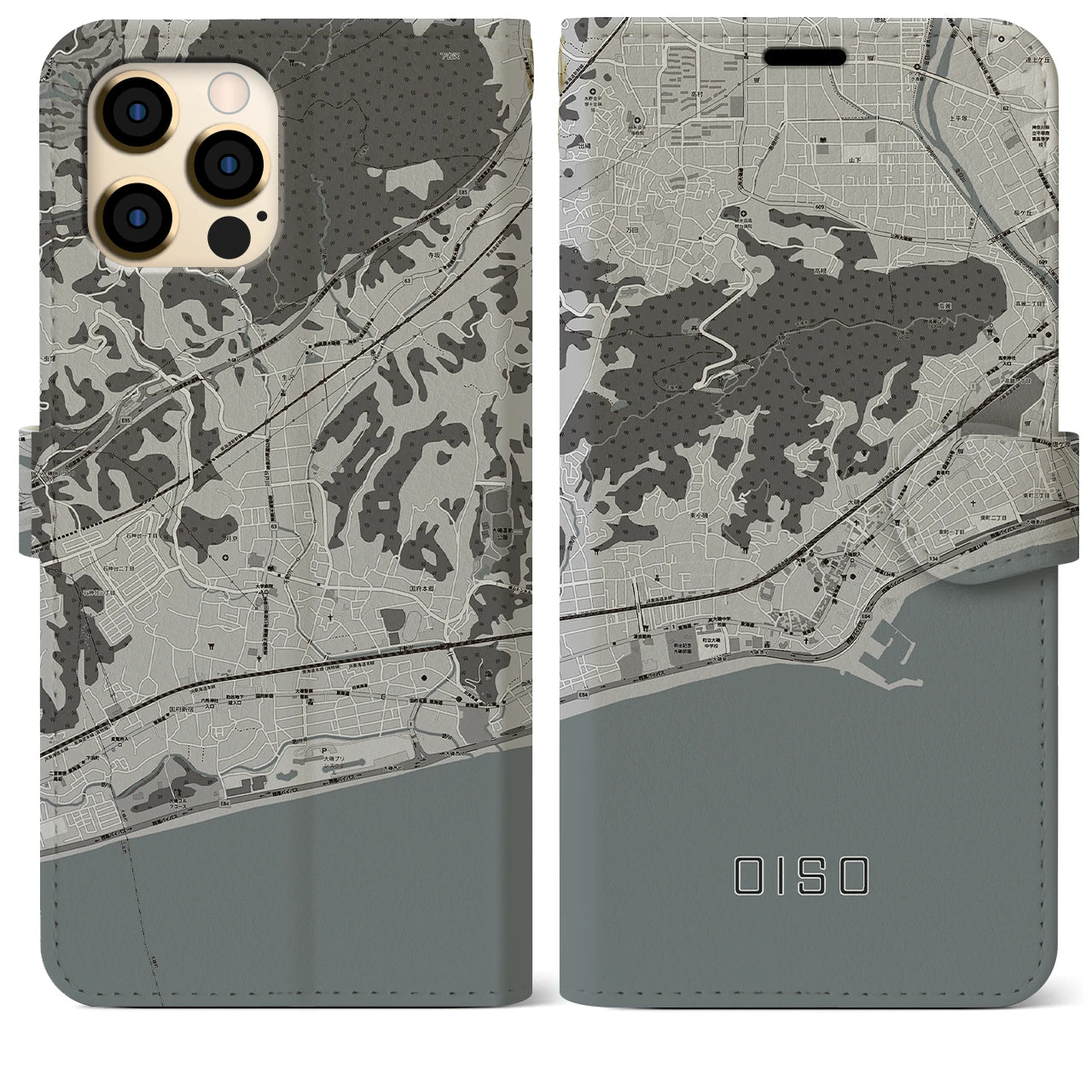 【大磯(神奈川県)】地図柄iPhoneケース(手帳タイプ)