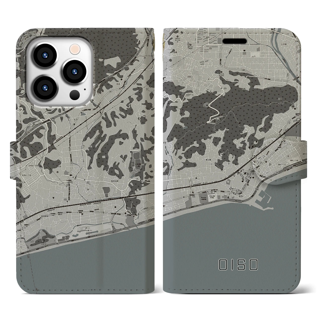 【大磯(神奈川県)】地図柄iPhoneケース(手帳タイプ)