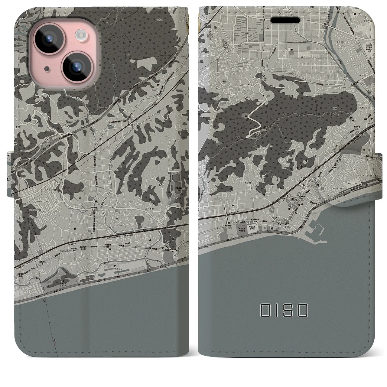 【大磯(神奈川県)】地図柄iPhoneケース(手帳タイプ)