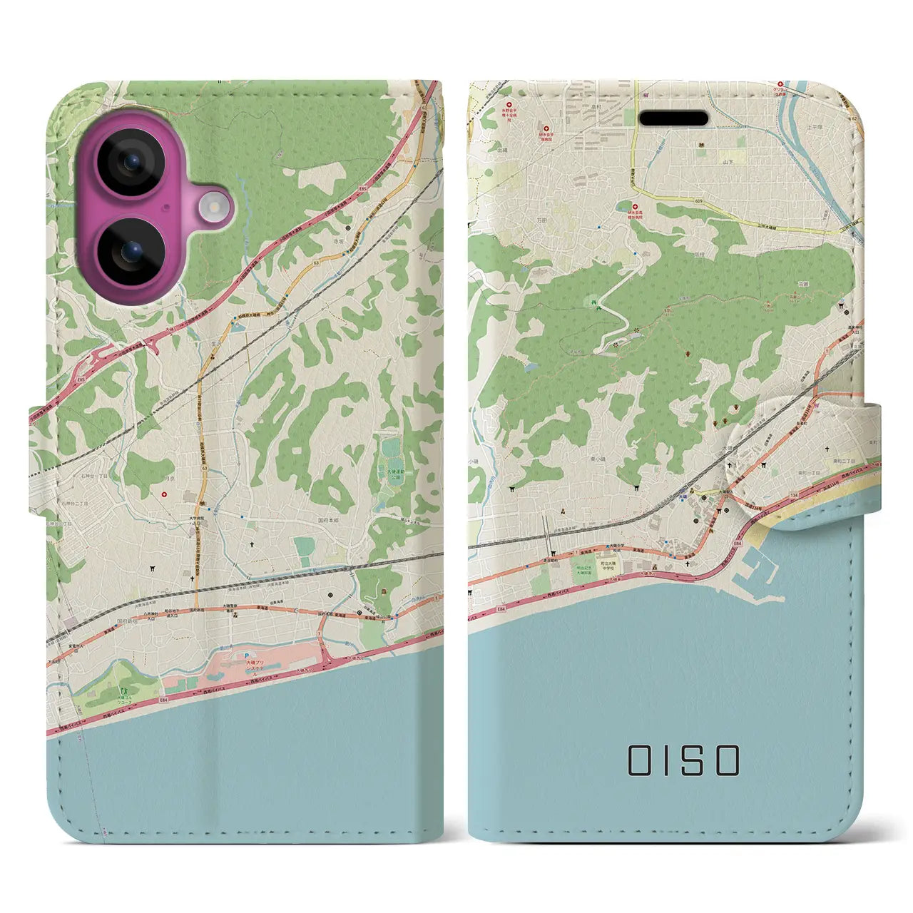 【大磯(神奈川県)】地図柄iPhoneケース(手帳タイプ)