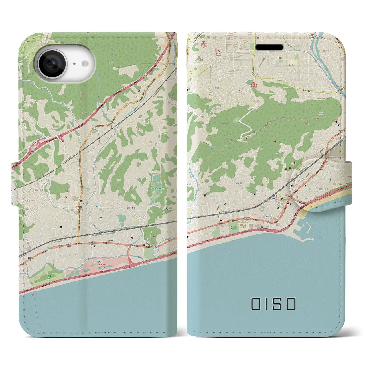 【大磯(神奈川県)】地図柄iPhoneケース(手帳タイプ)