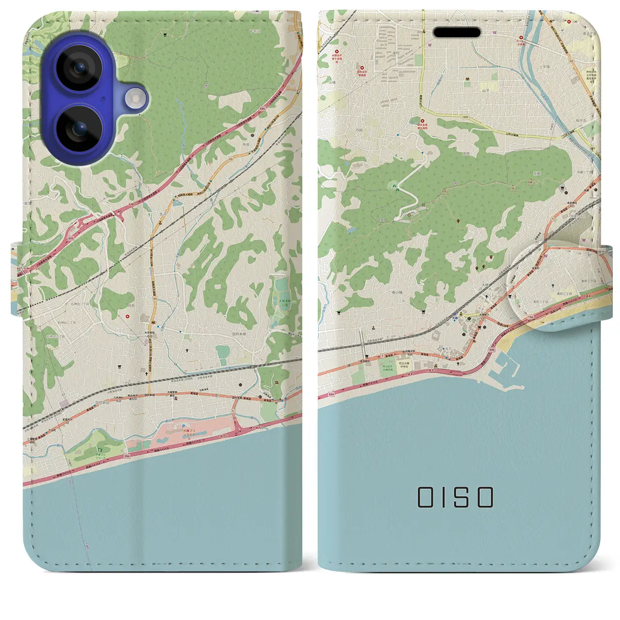 【大磯(神奈川県)】地図柄iPhoneケース(手帳タイプ)