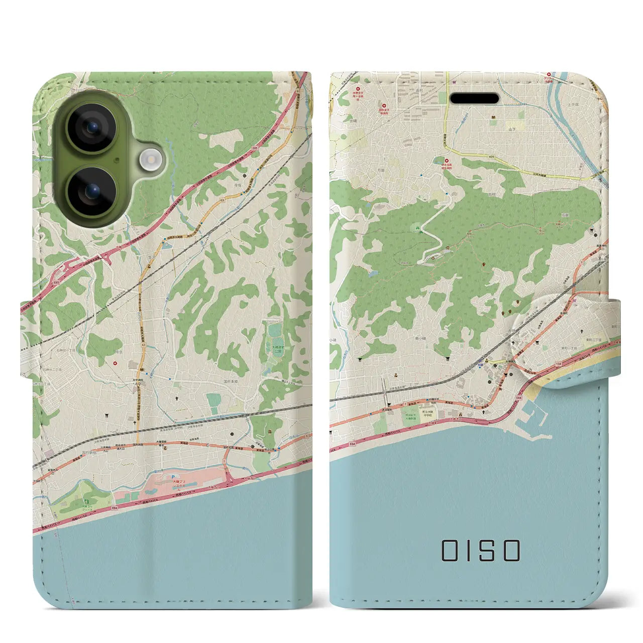 【大磯(神奈川県)】地図柄iPhoneケース(手帳タイプ)