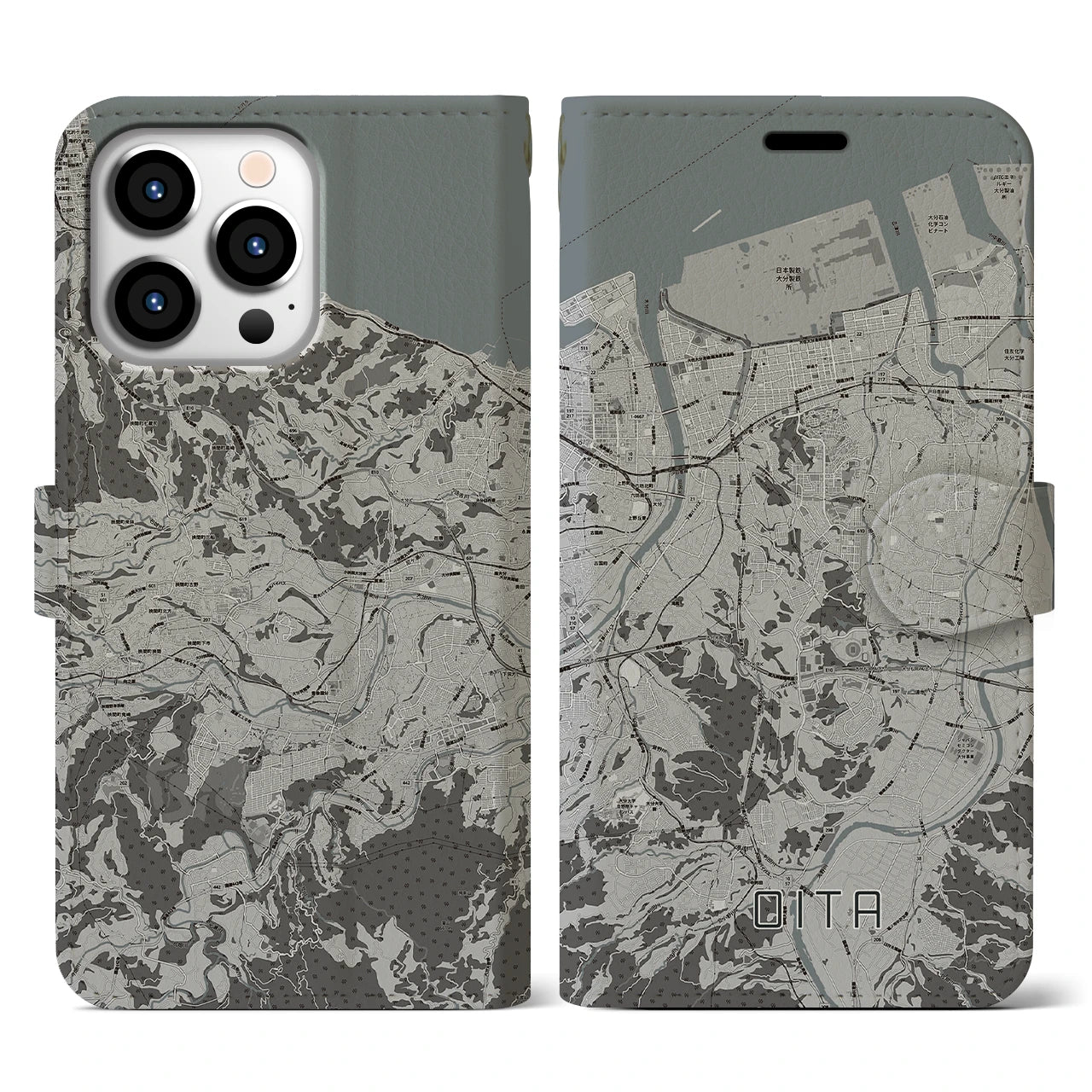 【大分(大分県)】地図柄iPhoneケース(手帳タイプ)