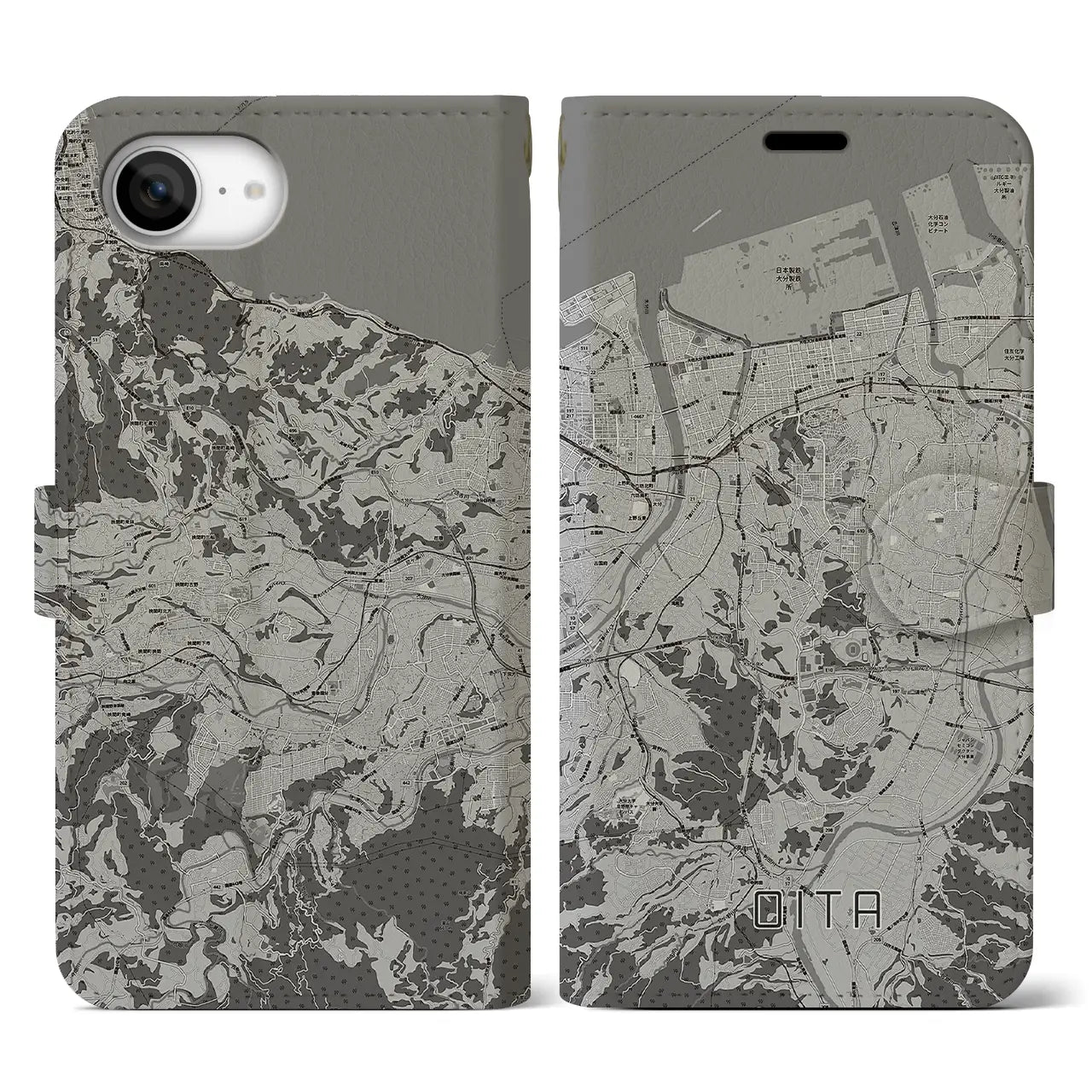 【大分(大分県)】地図柄iPhoneケース(手帳タイプ)