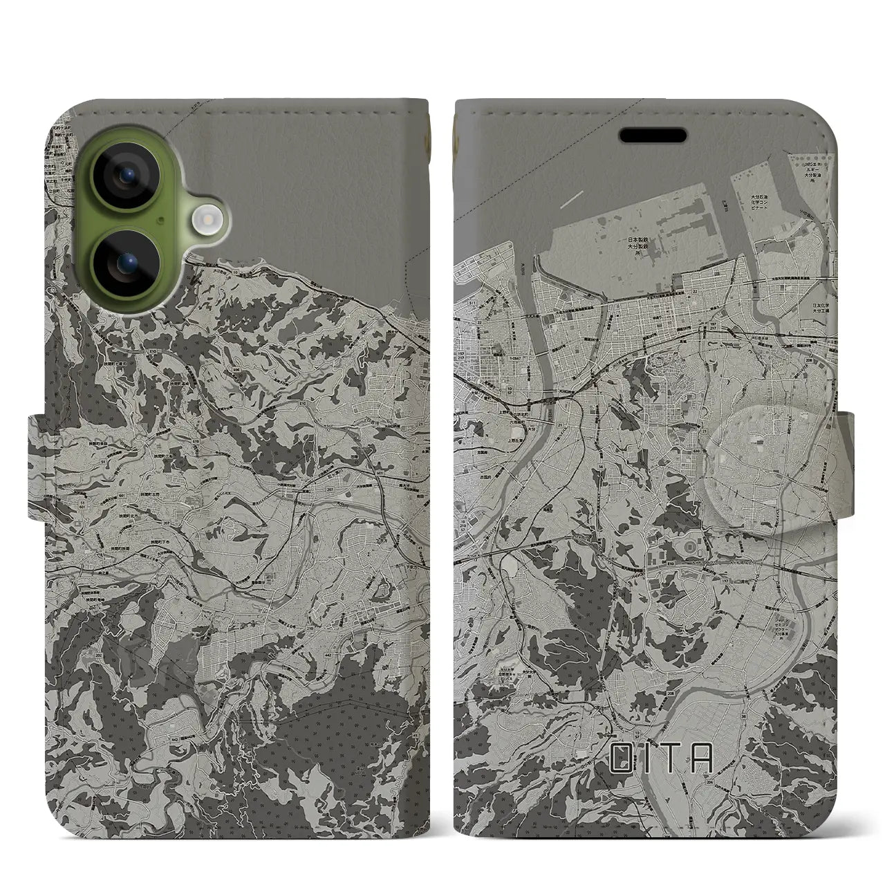 【大分(大分県)】地図柄iPhoneケース(手帳タイプ)