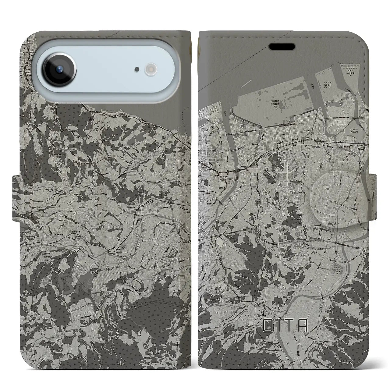 【大分(大分県)】地図柄iPhoneケース(手帳タイプ)