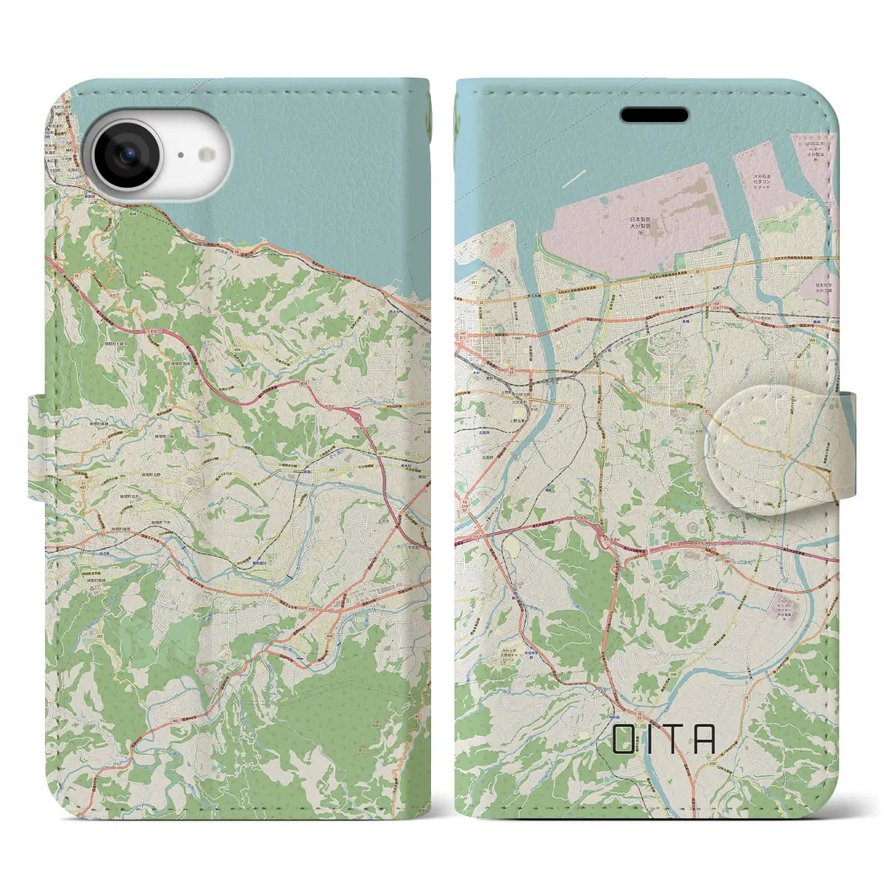 【大分(大分県)】地図柄iPhoneケース(手帳タイプ)