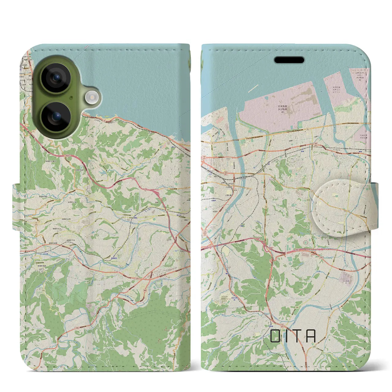 【大分(大分県)】地図柄iPhoneケース(手帳タイプ)