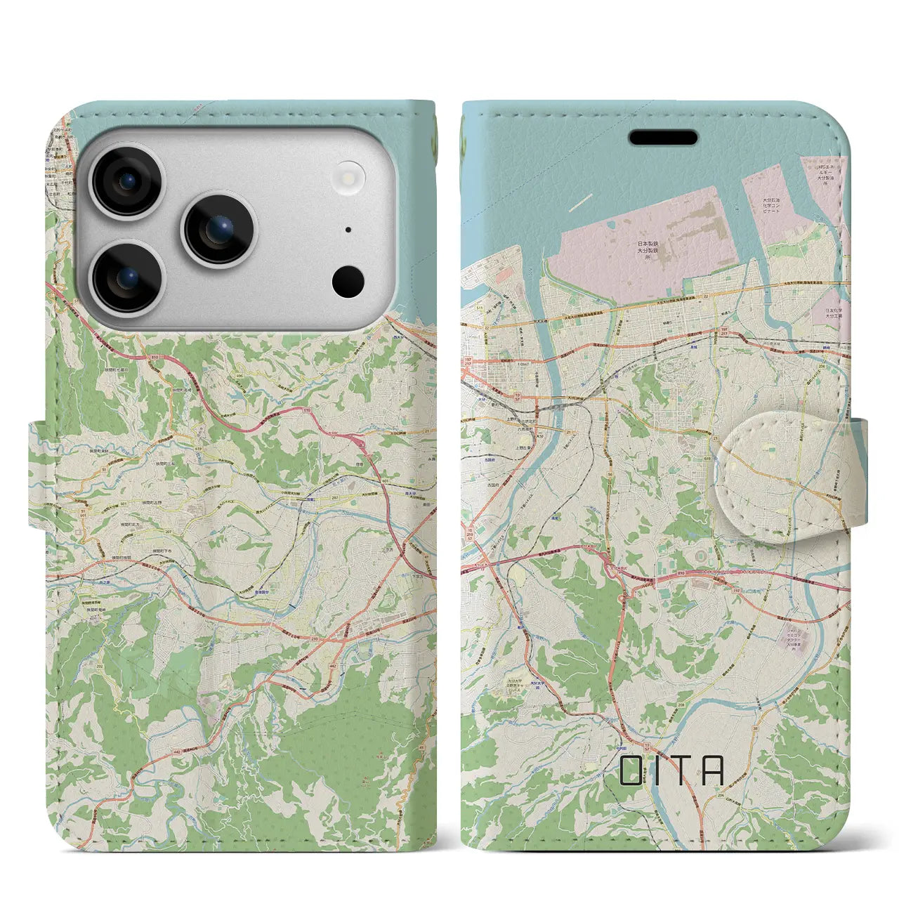 【大分(大分県)】地図柄iPhoneケース(手帳タイプ)