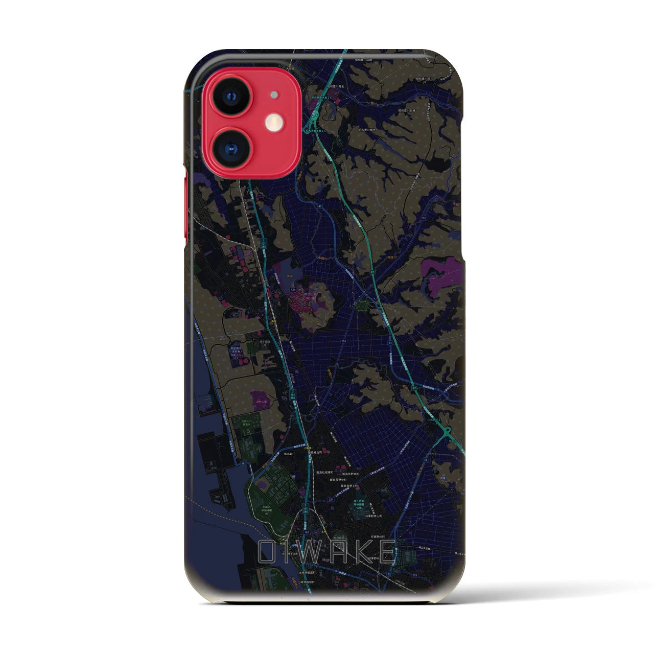 【追分(秋田県)】地図柄iPhoneケース(バックカバータイプ)