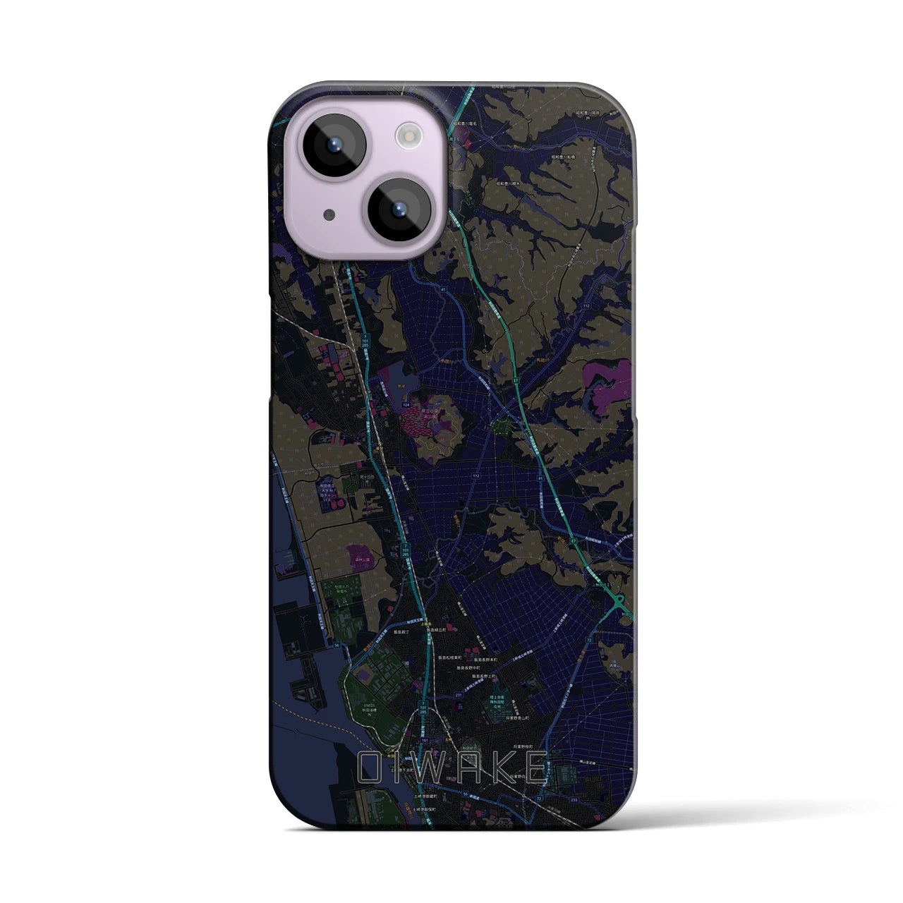 【追分(秋田県)】地図柄iPhoneケース(バックカバータイプ)