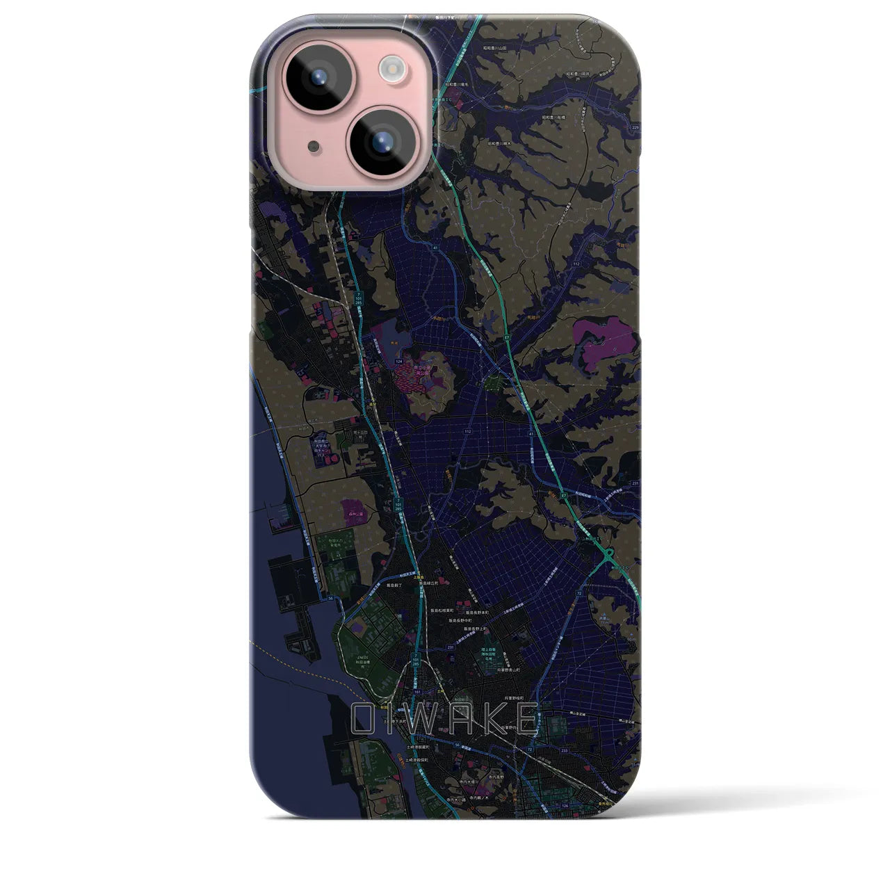 【追分(秋田県)】地図柄iPhoneケース(バックカバータイプ)