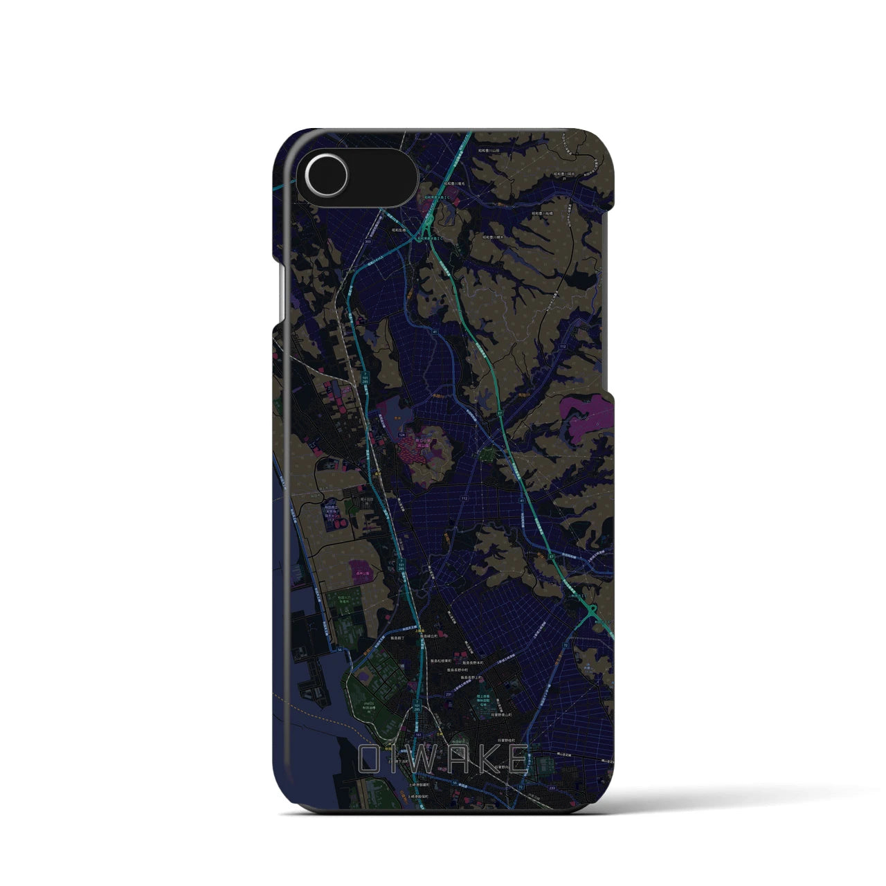 【追分(秋田県)】地図柄iPhoneケース(バックカバータイプ)