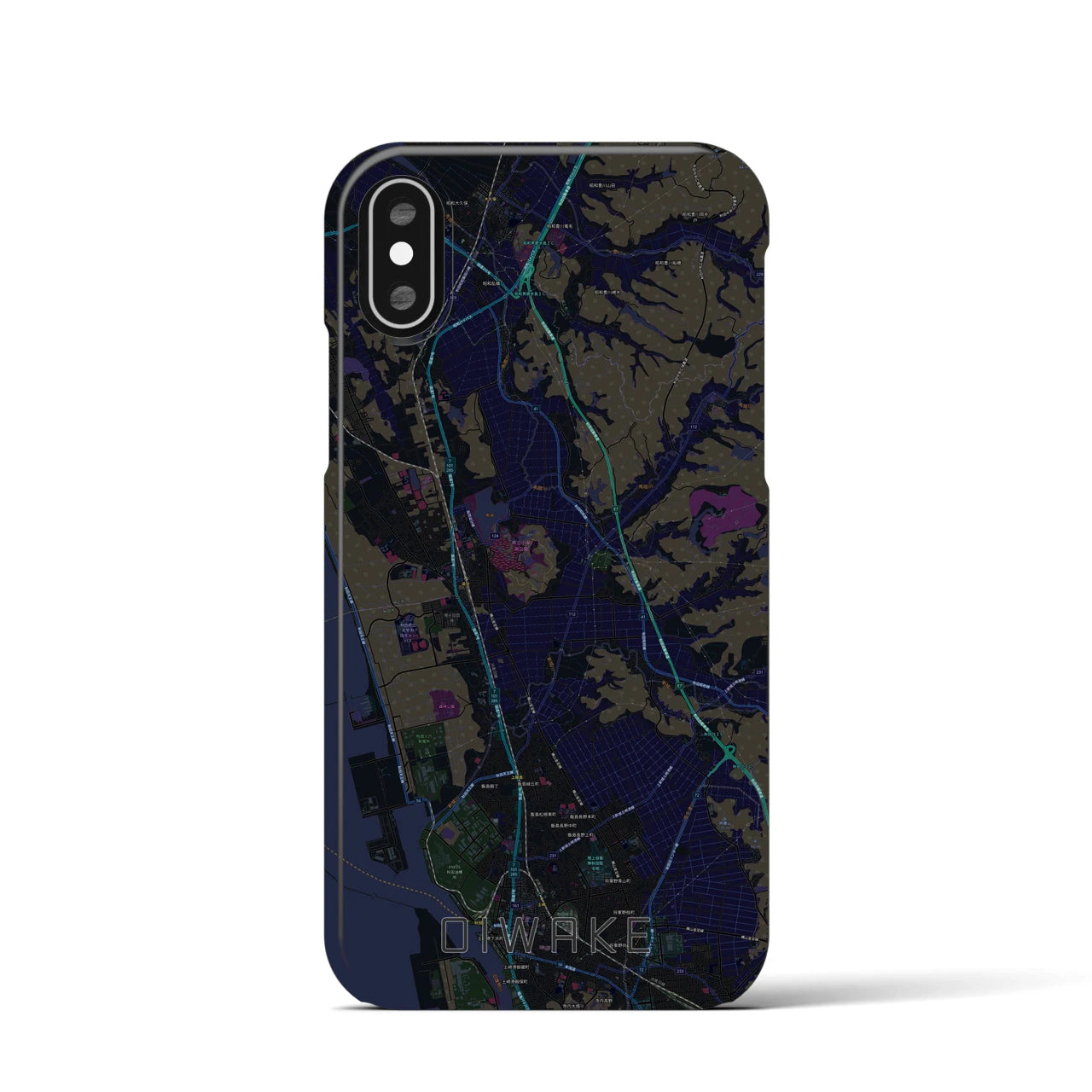【追分(秋田県)】地図柄iPhoneケース(バックカバータイプ)