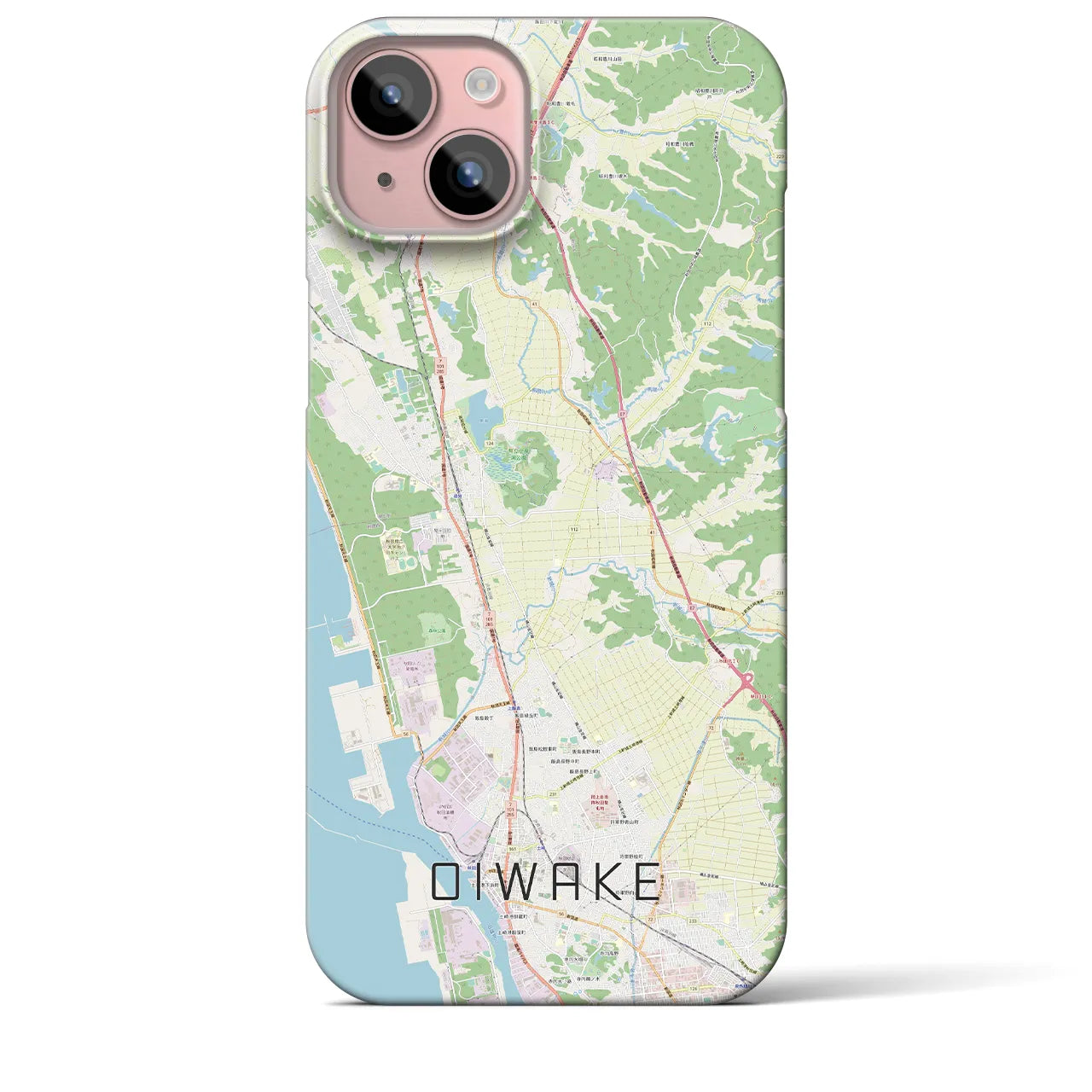 【追分(秋田県)】地図柄iPhoneケース(バックカバータイプ)