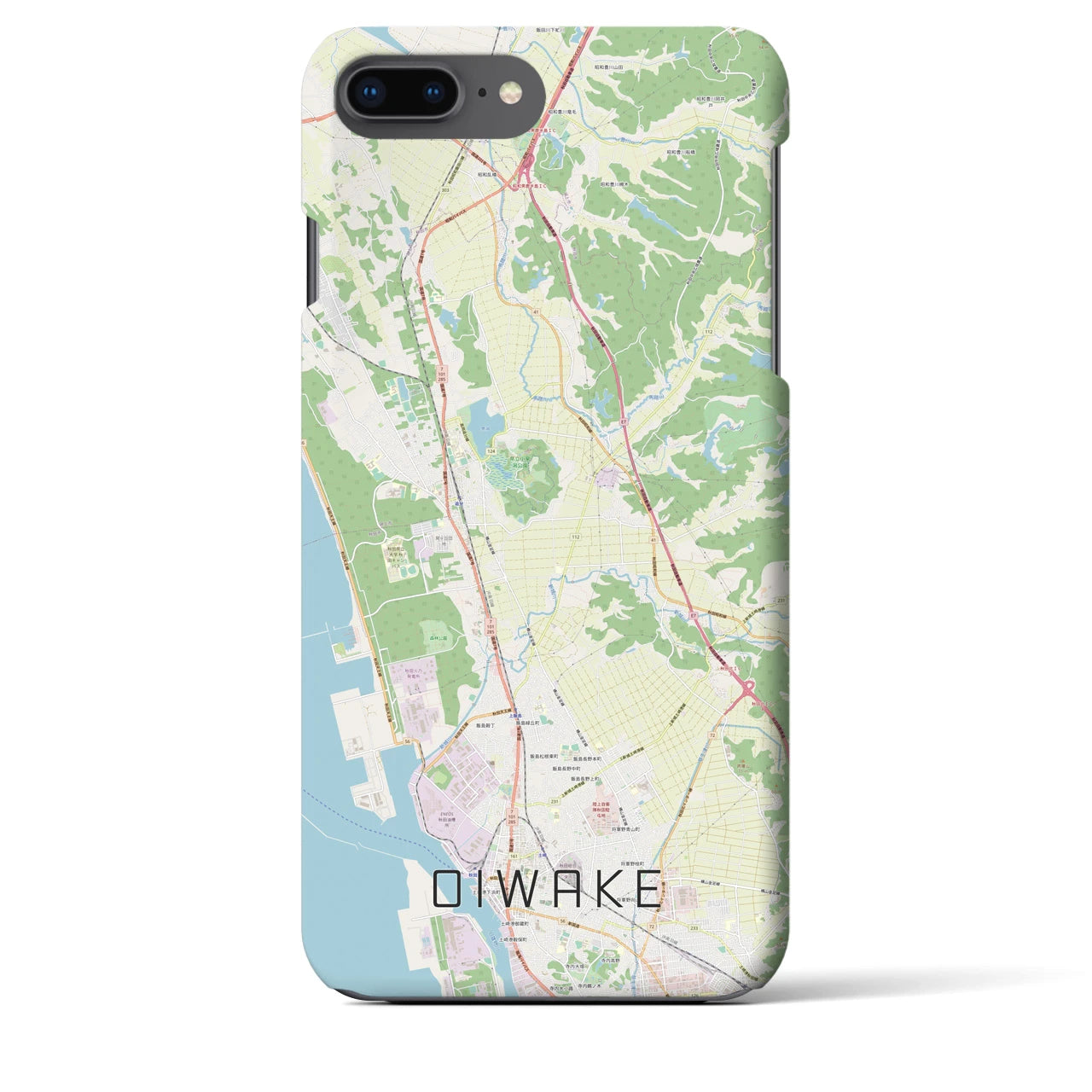 【追分(秋田県)】地図柄iPhoneケース(バックカバータイプ)