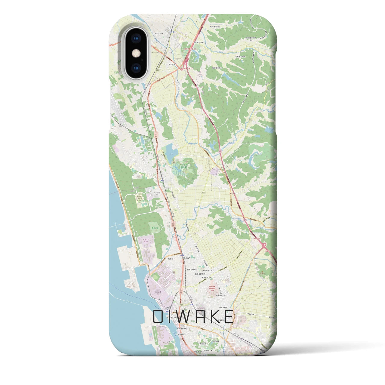 【追分(秋田県)】地図柄iPhoneケース(バックカバータイプ)