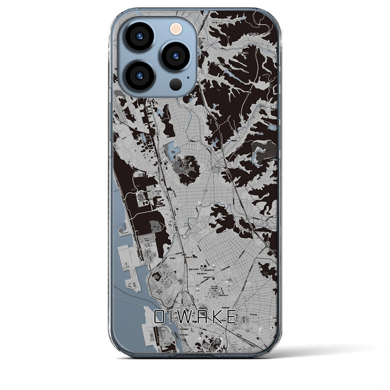 【追分(秋田県)】地図柄iPhoneケース(クリアタイプ)