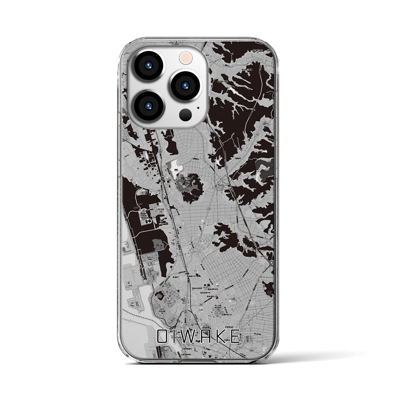 【追分(秋田県)】地図柄iPhoneケース(クリアタイプ)