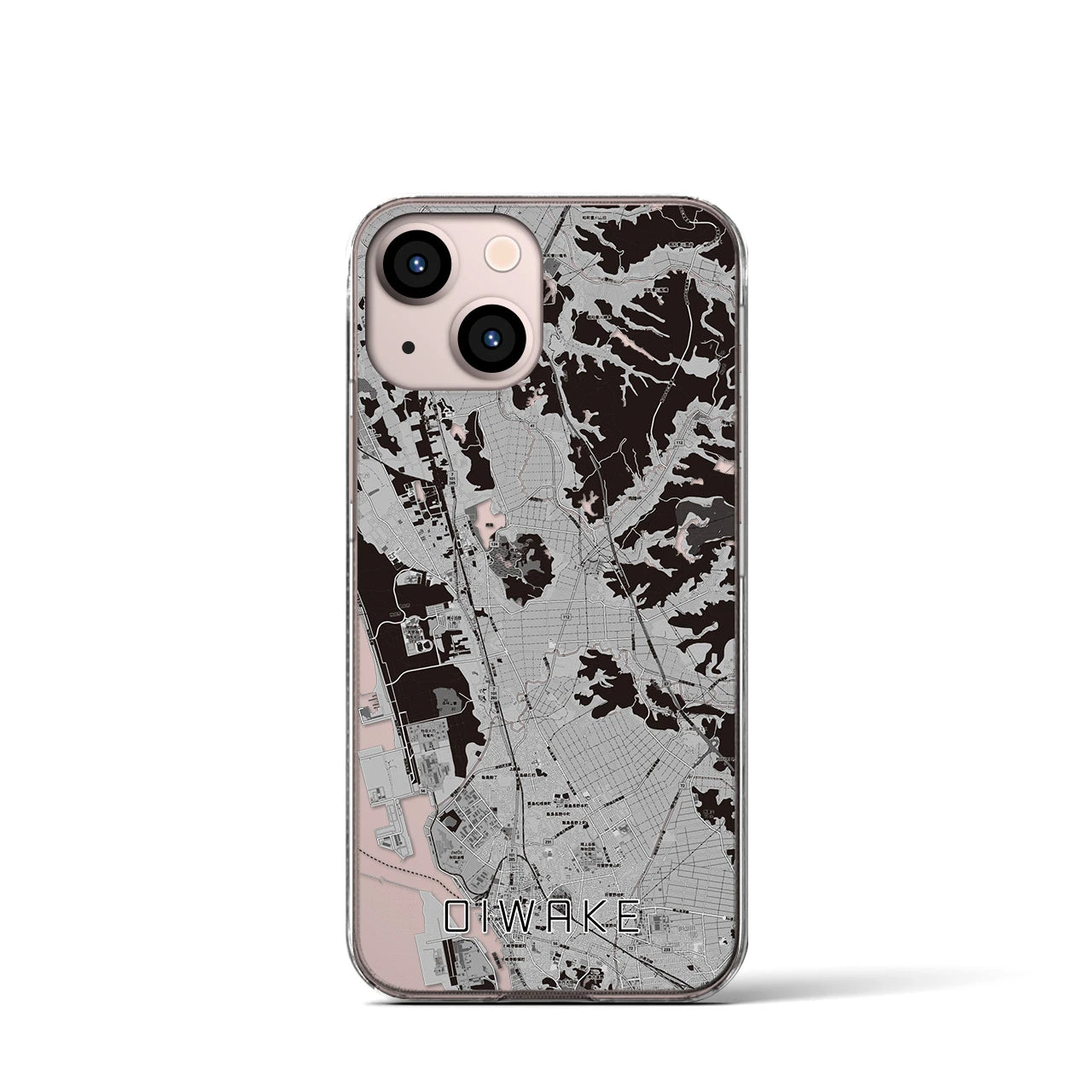 【追分(秋田県)】地図柄iPhoneケース(クリアタイプ)