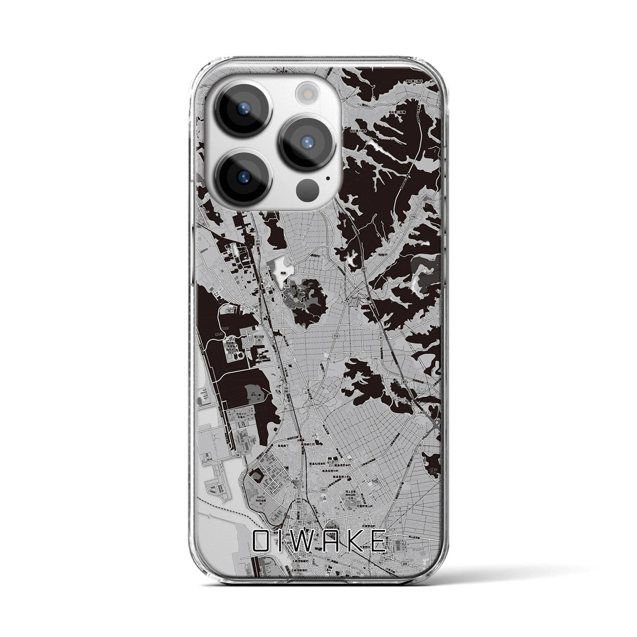 【追分(秋田県)】地図柄iPhoneケース(クリアタイプ)