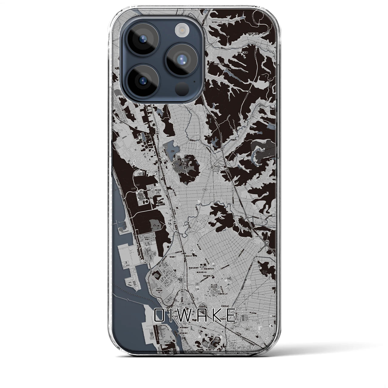 【追分(秋田県)】地図柄iPhoneケース(クリアタイプ)