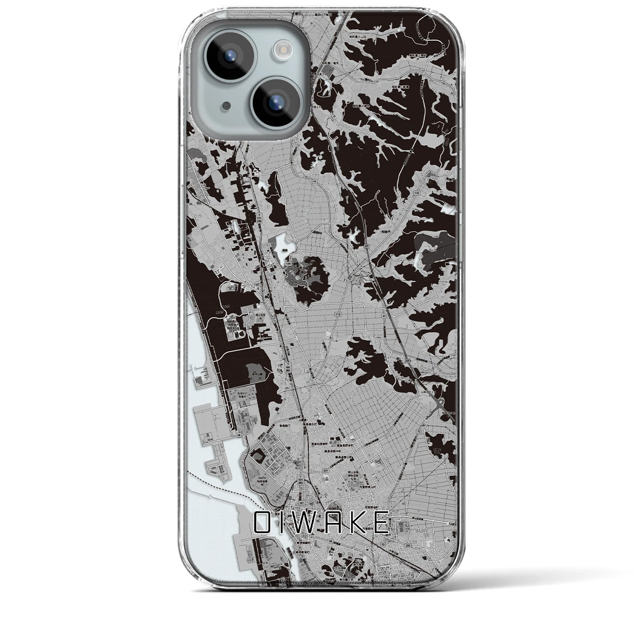 【追分(秋田県)】地図柄iPhoneケース(クリアタイプ)