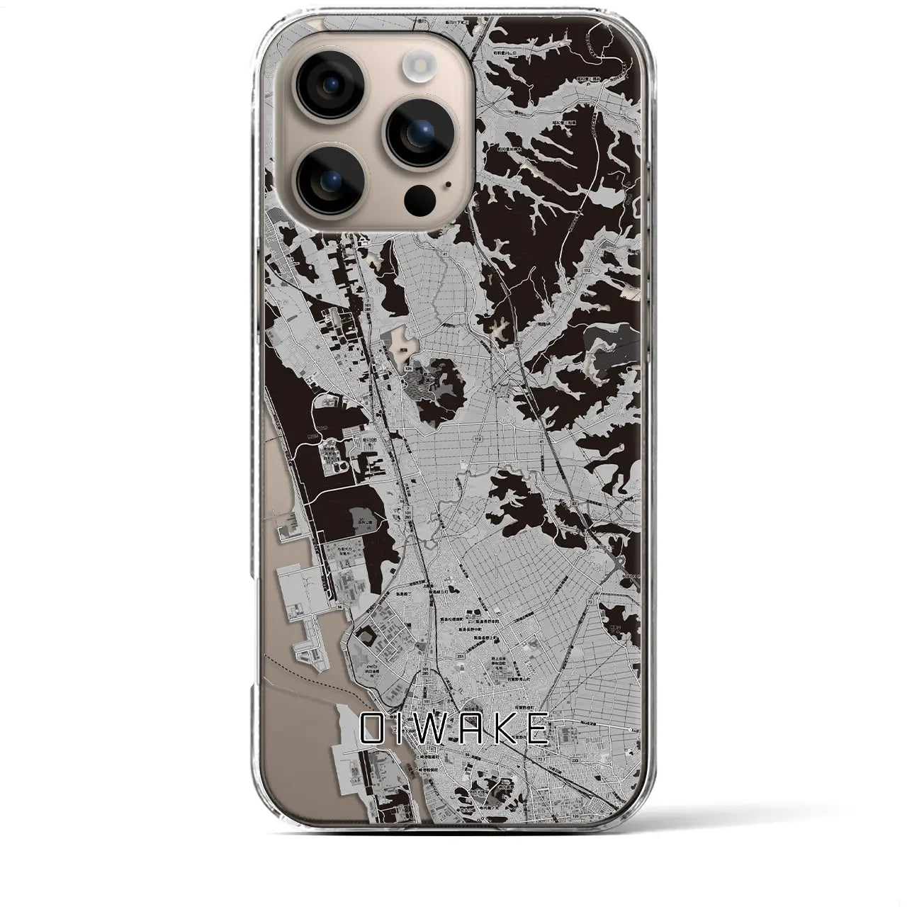 【追分(秋田県)】地図柄iPhoneケース(クリアタイプ)